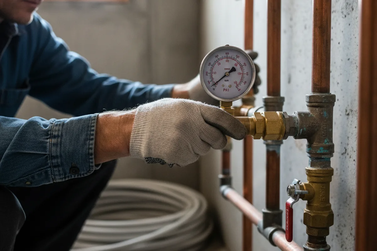 Pressure testing a repaired line during Water Line Repair in Valrico